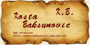 Kosta Bakšunović vizit kartica